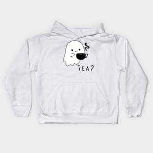 Cute ghost with a cup of hot tea Kids Hoodie